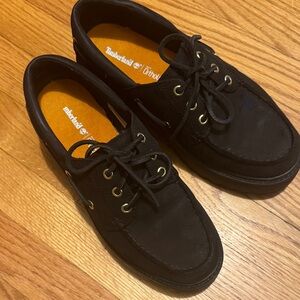 Timberland Black Leather Boat Shoes